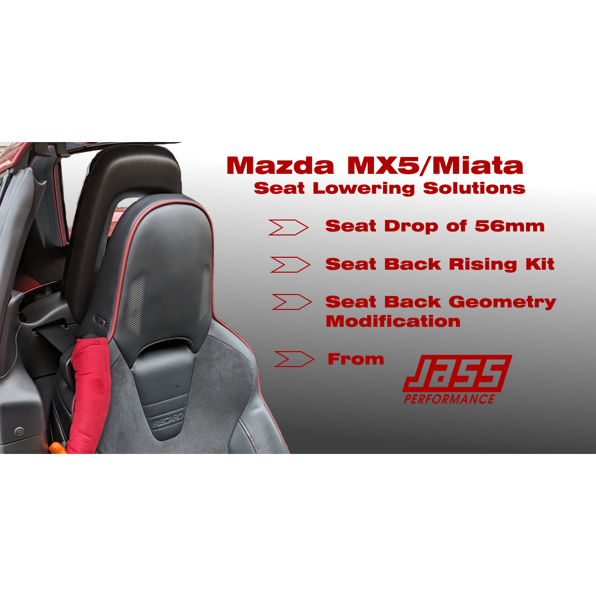 MX5 ND & Fiat 124 Seat Lowering Adapters, Fixed, 56mm (2.2") - OEM Seats
